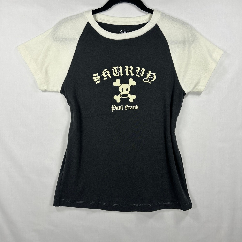 Paul Frank Black & White "Skurvy" Raglan Ringer T-Shirt Size XL